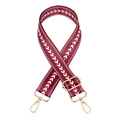 Bandoulière réglable bordeaux avec motif en V blanc et mousquetons en métal doré - Crochet en Bronze Antique / Bordeaux