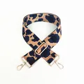 Detail of adjustable leopard print bag strap with golden metal lobster clasps and buckle - Blue Leopard (Style 5)