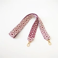 Ethnic bohemian geometric woven bag strap with wine red patterns and gold swivel hooks - Purple