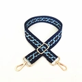 Tracolla regolabile blu scuro in jacquard con motivo geometrico e ganci in metallo oro - Blu Fibbia Dorata