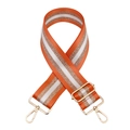 Adjustable orange bag strap with gold stripes and metallic lobster clasps for handbags - Orange