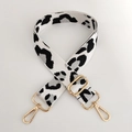 Detail of adjustable leopard print bag strap with high-quality gold metal lobster clasps - Antique Brass Buckle / Leopard White (Silver Thread)