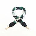 Adjustable wide camouflage shoulder strap for handbags with gold swivel lobster clasps - Green Silver Thread With Black Leather