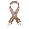 Adjustable brown herringbone shoulder strap with gold metal lobster clasps for bags - Camel
