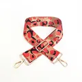 Macro view of adjustable leopard print bag strap with golden metal lobster clasps - Orange Red Leopard (Style 8)