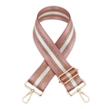 Verstellbarer gewebter Taschengurt mit rosa und goldenen Streifen und Karabinerhaken - Silberverschluss / Lotusrosa