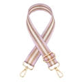 Detail of adjustable purple and gold striped bag strap with shiny metallic lurex thread - Light Purple