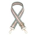 Adjustable striped crossbody bag strap with mint green, white and rose gold glitter stripes - Matcha Green