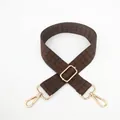 Adjustable brown houndstooth strap with gold metal buckles for crossbody bags - Dark Khaki