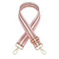 Rosafarbener und weißer Web-Taschenriemen mit goldenen Akzenten und Schnallen - Silberverschluss / Rosa
