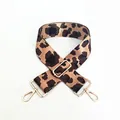 Adjustable leopard print wide shoulder strap with gold metal lobster clasps for bags - Coffee Leopard (Style 15)
