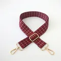 Tracolla regolabile con motivo pied-de-poule bordeaux e ganci in metallo dorato - Chiusura in Argento / Rosso Anguria
