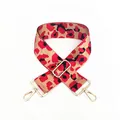 Dettaglio tracolla regolabile con stampa leopardata e ganci in metallo dorato lucido - Leopardo Rosso (Stile 19) / Chiusura in Argento