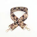 Close-up of leopard print wide replacement strap with gold metal lobster clasps - Khaki Leopard (Style 21)