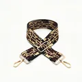Adjustable leopard print wide shoulder strap with golden metal hooks for handbags - Style 7 Khaki Leopard