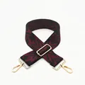Tracolla larga regolabile per borsa con motivo geometrico nero e rosso e dettagli dorati - Chiusura in Argento / Stile 8 Rosso Vino