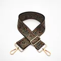 Close-up of adjustable ethnic paisley strap with premium golden metal swivel hooks - Green No. 3
