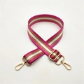Bandoulière réglable tissée à rayures pailletées rose et or avec fermoirs métalliques - Rose rouge