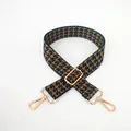 Detail of adjustable houndstooth shoulder strap with high-quality gold metal hooks - Dark Green