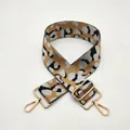 Detail of leopard print crossbody strap with premium gold metal swivel hooks and buckles - White Khaki Leopard (Style 27)