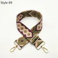 Detail of colorful geometric diamond pattern shoulder strap with gold metal lobster clasps - Multicolor Pattern No.69