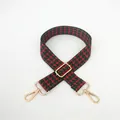Adjustable red and green houndstooth strap with golden metal lobster clasps for handbags - Green