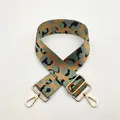 Adjustable leopard print wide shoulder strap with gold metal buckles for cross-body bags - Matcha Green Leopard (Style 32)