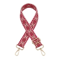 Tracolla regolabile larga con motivo geometrico etnico rosso e bianco per borse da donna - Trama Rossa (Fibbia Argentata)