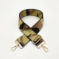 Detail of camouflage jacquard bag strap with gold threads and polished metal clasps - Camouflage Nude Pink Gold Thread