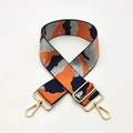 Adjustable wide replacement shoulder strap with orange and silver camo pattern and gold clips - Camouflage Orange Silver Thread