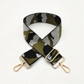 Adjustable camouflage canvas shoulder strap with gold metal hooks for crossbody handbags - Camo Silver Thread Army Green