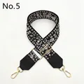 Detail of Style 5 ethnic embroidered bag strap with floral patterns and gold metal hooks - Black Base Pink Blue Floral Style (No. 5)