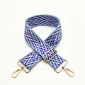 Adjustable blue and purple woven bag strap with V-pattern and gold metal buckles - No. 6 Light Blue