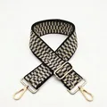 Adjustable wide replacement bag strap with ethnic chevron pattern and gold metal hardware - No. 9 Black