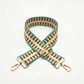 Detail of No. 20 adjustable woven bag strap with colorful geometric jacquard pattern - Matcha Green