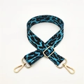 Tracolla regolabile da 3,8 cm con motivo leopardato blu e ganci in metallo oro - Chiusura in Argento / Blu Lago