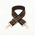 Close-up of diamond pattern bag strap with gold metal swivel hooks and adjustable buckle - Style 3 Deep Pink Green (Silver Buckle)