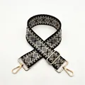 Close-up of adjustable geometric diamond pattern strap with golden metal lobster clasps - Style 6 Gray (Silver Buckle)