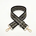 Detail of adjustable woven shoulder strap with geometric diamond pattern and gold metal hooks - Style 9 Army Green (Silver Buckle)