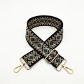 Detail view of woven geometric diamond strap with golden lobster clasps for handbags - Style 10 Grass Green (Silver Buckle)