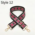 Detail of diamond pattern woven shoulder strap with golden metal swivel hooks and buckles - Style 12 Rose Red (Silver Buckle)