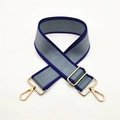 Adjustable grey woven shoulder strap with blue piping and gold hardware for crossbody bags - Blue