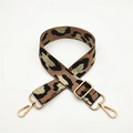 Tracolla larga regolabile con stampa leopardata e fibbie dorate per borse a tracolla - Chiusura in Argento / Cachi