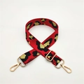 Tracolla regolabile con stampa leopardata rossa e oro e moschettoni in metallo - Chiusura in Argento / Rosso