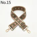 Close-up of geometric diamond embroidery on ethnic style bag strap with gold hooks - Style 15 Khaki Green (Silver Buckle)
