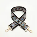 Detail of diamond pattern woven shoulder strap for bags with golden metal hooks, style No. 16 - Style 16 Pink Light Blue (Silver Buckle)