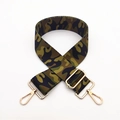 Verstellbarer breiter Schultergurt mit Camouflage-Muster für Handtaschen mit Goldhaken - Silberverschluss / Kontrast-Kuhmuster Grün