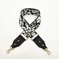 Tracolla larga regolabile con motivo leopardato, punte in pelle e ganci dorati - Leopardo Bianco con Pelle Nera