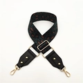 Adjustable leopard print wide shoulder strap with green pattern and gold metal hooks - Leopard Pattern Green with Black Leather