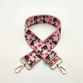 Tracolla larga ricamata in stile etnico con motivo floreale rosa e ganci dorati - Rosa con fibbia dorata